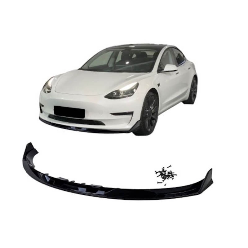 Rajout de pare choc avant Noir Brillant Tesla Model 3 18+