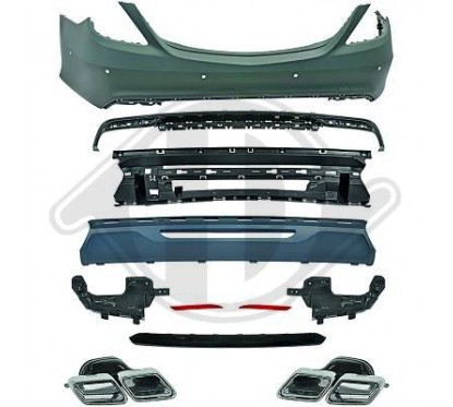 Pare-choc arrière + embouts d'échappements Mercedes Classe S W222 (13-17) Look S65 AMG