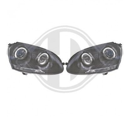 2x Phares Angel Eyes Noirs VW Golf 5 (03-09) v2