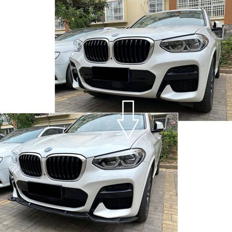 Rajout de pare-choc avant noir brillant adaptable sur BMW X3 G01 X4 G02 (17-21)