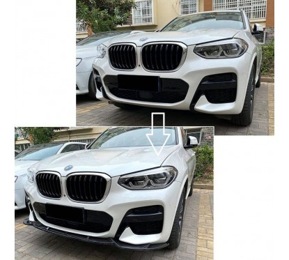 Rajout de pare-choc avant noir brillant adaptable sur BMW X3 G01 X4 G02 (17-21)
