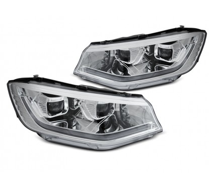 2x Phares LED Chrome adaptable sur Vw Caddy (20+)
