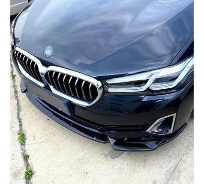 Rajout de pare-choc avant noir brillant adaptable sur BMW Série 5 G30 Pack Luxury Line (16-23)