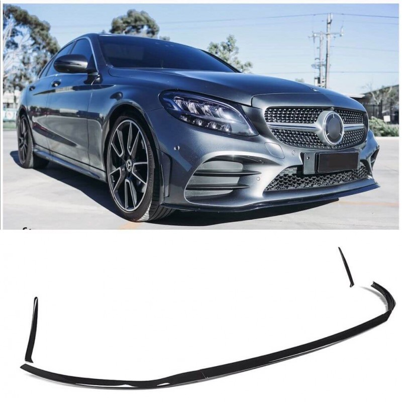 Rajout de pare choc avant noir brillant Mercedes Classe C W205 AMG Line (18-21)