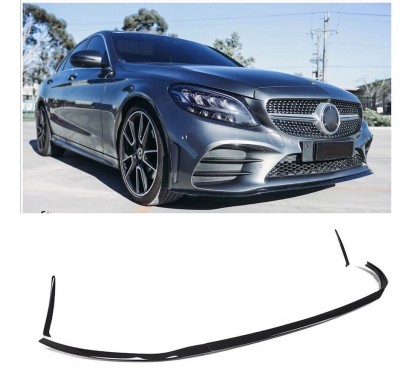 Rajout de pare choc avant noir brillant Mercedes Classe C W205 AMG Line (18-21)