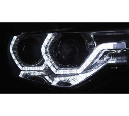 2x Phares avant Angel Eyes chrome adaptable sur BMW Série 3 (15-18) Halogène d'origine