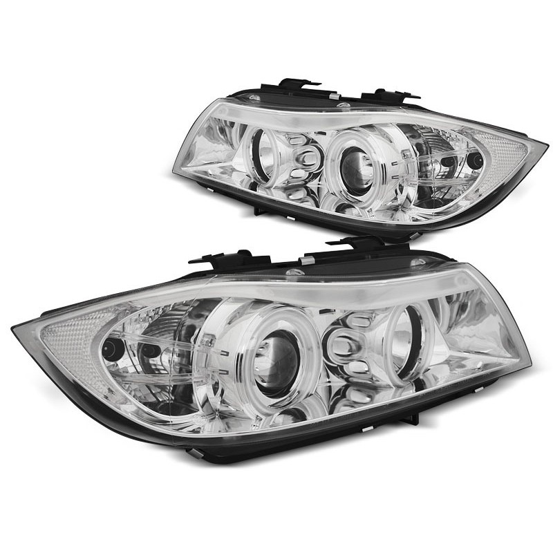 2x Phares avant Angel Eyes chrome adaptable sur BMW Série 3 (05-08)