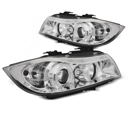 2x Phares avant Angel Eyes chrome adaptable sur BMW Série 3 (05-08)