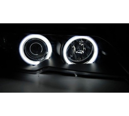 2x Phares avant Angel Eyes LED blanc BMW Série 3 E46 coupé / Cabriolet (03-06)