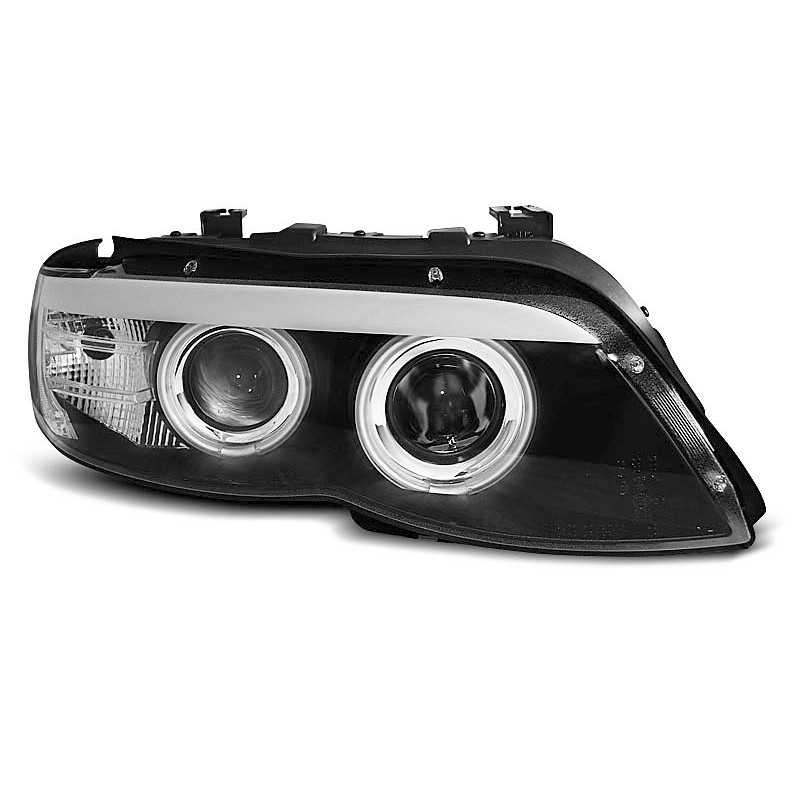 2x Phares avant Xenon Angel Eyes noir adaptable sur BMW X5 E53 (03-06)
