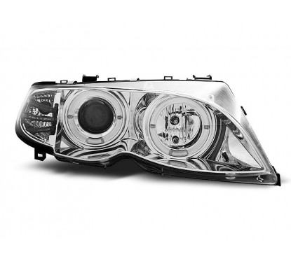2x Phares avant Angel Eyes chrome adaptable sur BMW Série 3 E46 (01-05)