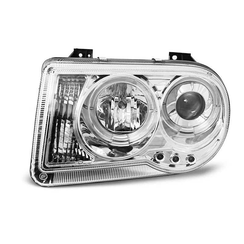 2x Phares avant Angel Eyes chrome adaptable sur Chrysler 300c (05-10)