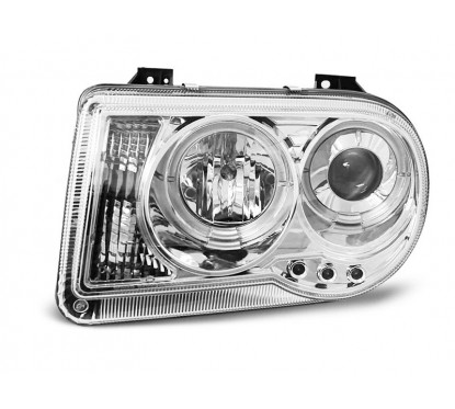 2x Phares avant Angel Eyes chrome adaptable sur Chrysler 300c (05-10)