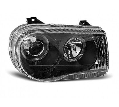 2x Phares avant Angel Eyes noir Chrysler 300c (05-10)