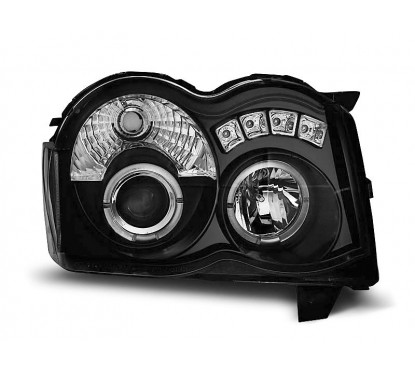2x Phares avant Angel Eyes noir Jeep Grand Cherokee (08-10)