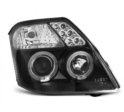 2x Phares avant Angel Eyes noir adaptable sur Citroen C2 (03-10)