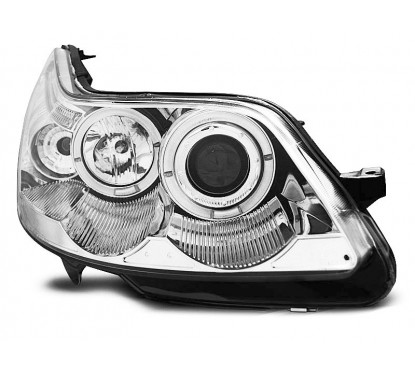2x Phares avant Angel Eyes chrome adaptable sur Citroen C4 (04-10)