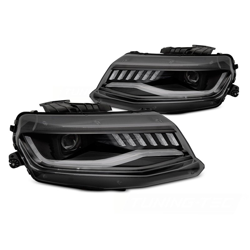 2x Phares avant Xenon noir adaptable sur Chevrolet Camaro (16-18)