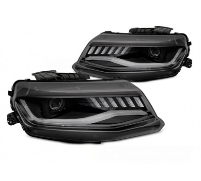 2x Phares avant Xenon noir adaptable sur Chevrolet Camaro (16-18)