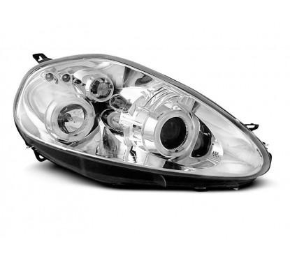 2x Phares avant chrome adaptable sur Fiat Grande Punto (05-08)
