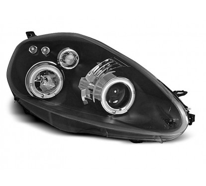 2x Phares avant noir adaptable sur Fiat Grande Punto (05-08)