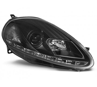 2x Phares avant noir adaptable sur Fiat Grande Punto (05-08)