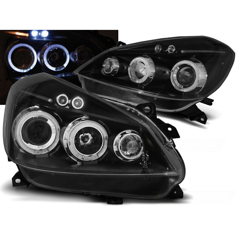 2x Phares avants Angel Eyes Renault Clio 3 (05-09) Black