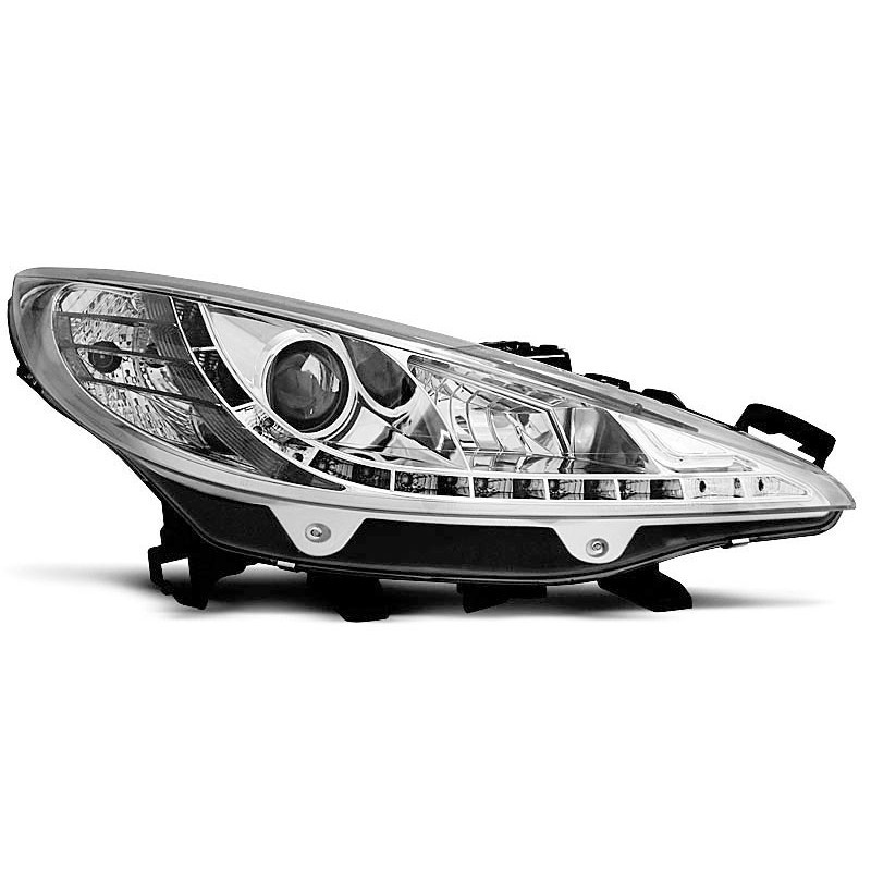 Phares Avant Noirs Angel Eyes Pour Peugeot 207 / 207CC (2006-2012) - Kit JOM