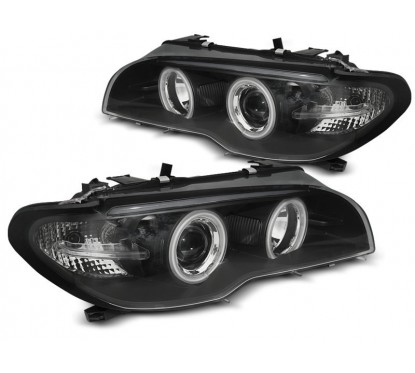2x Phares xénon avants BMW Série 3 E46 Coupé / Cabriolet Angel Eyes LED blanc (03-06)