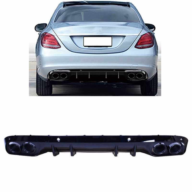 Diffuseur arrière + échappements Mercedes Classe C W205 S205 Look C43 (sans Pack AMG) 14-20