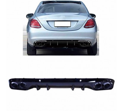 Diffuseur arrière + échappements Mercedes Classe C W205 S205 Look C43 (sans Pack AMG) 14-20
