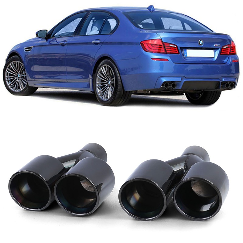 2x Sorties d'échappements double BMW Série 5 F10 F11 Série 6 F12 F13 (10-17) noir brillant 2x Sorties d'échappements double BMW Série 5 F10 F11 Série 6 F12 F13 (10-17) noir brillant