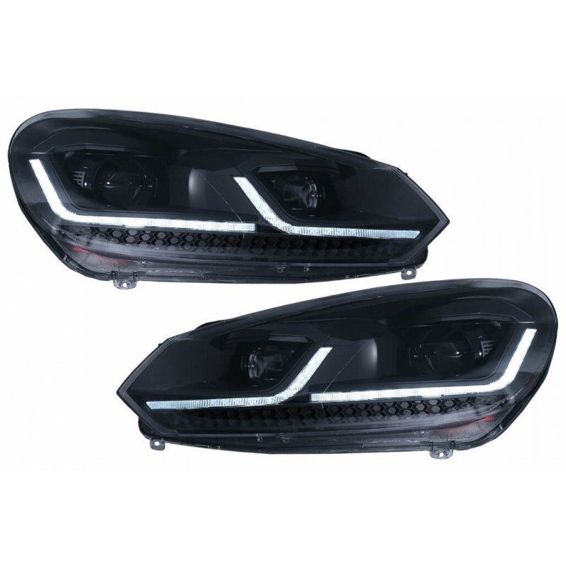 2x Phares VW Golf 6 VI Look Golf 7.5 Facelift avec clignotants dynamiques (08-13) Black