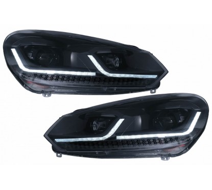 2x Phares VW Golf 6 VI Look Golf 7.5 Facelift avec clignotants dynamiques (08-13) Black