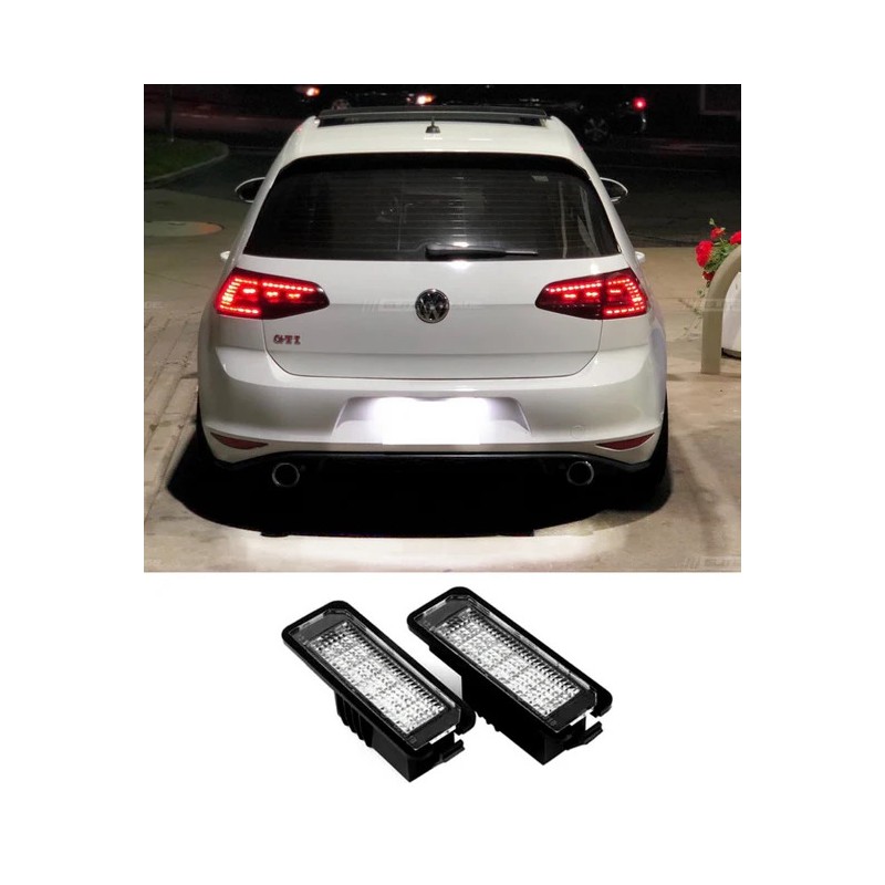 Eclairage de plaque LED Blanc Pur adaptable sur Vw Golf 4, 5, 6, 7, Passat, Polo, Scirocco...