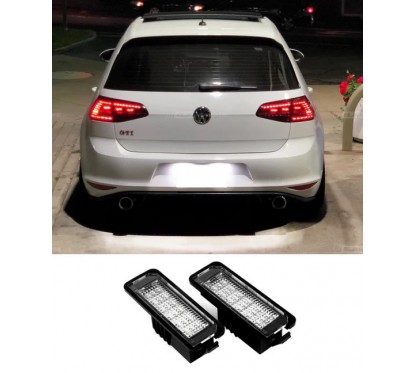Eclairage de plaque LED Blanc Pur adaptable sur Vw Golf 4, 5, 6, 7, Passat, Polo, Scirocco...