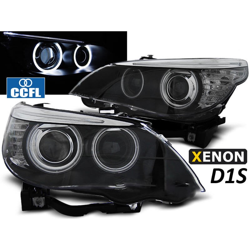 2x Phares avant Xenon Noir BMW Série 5 E60/E61 (05-07)