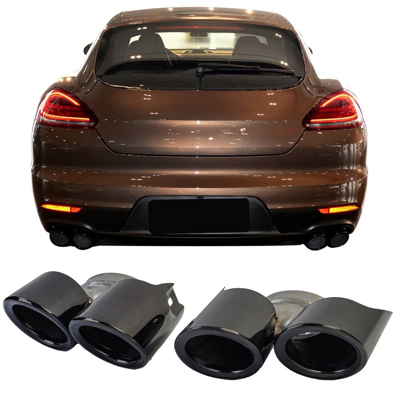 2x Embouts d'échappements doubles sorties Noir Porsche Panamera (13-16)