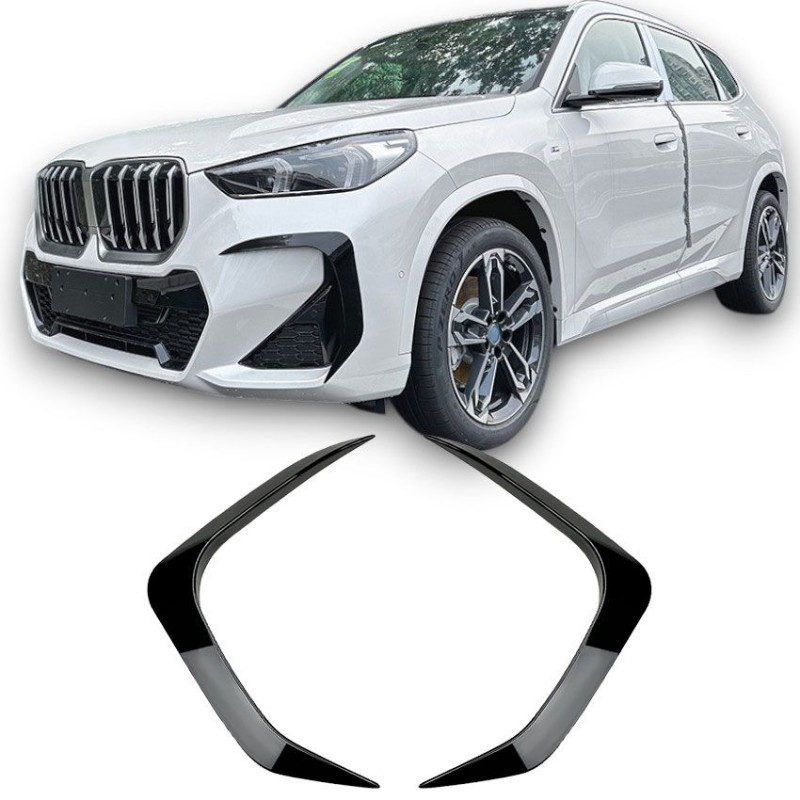2x rajouts pare chocs avant Noir brillant BMW X1 U11 (22+)