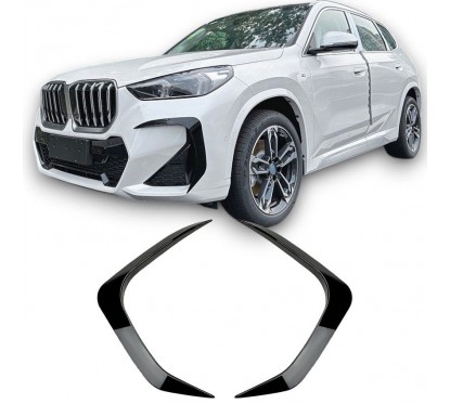 2x rajouts pare chocs avant Noir brillant BMW X1 U11 (22+)
