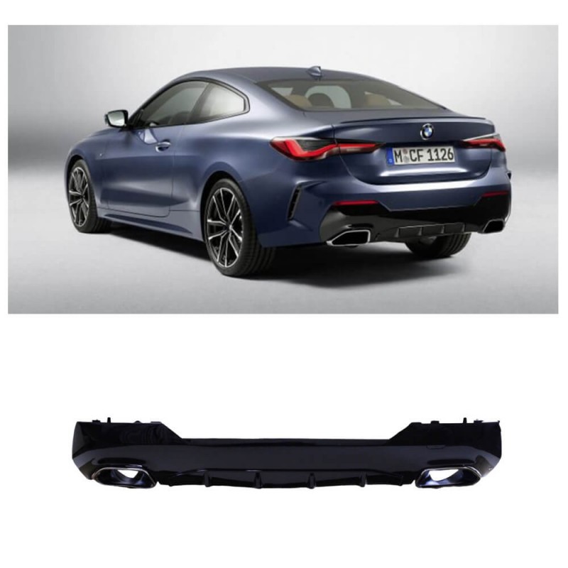 Diffuseur arrière noir brillant BMW Série 4 G22 Coupé & G23 Cabrio (20+) Look 440i