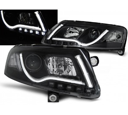 2x Phares noir Xenon à LED adaptables sur Audi A6 (04-08)