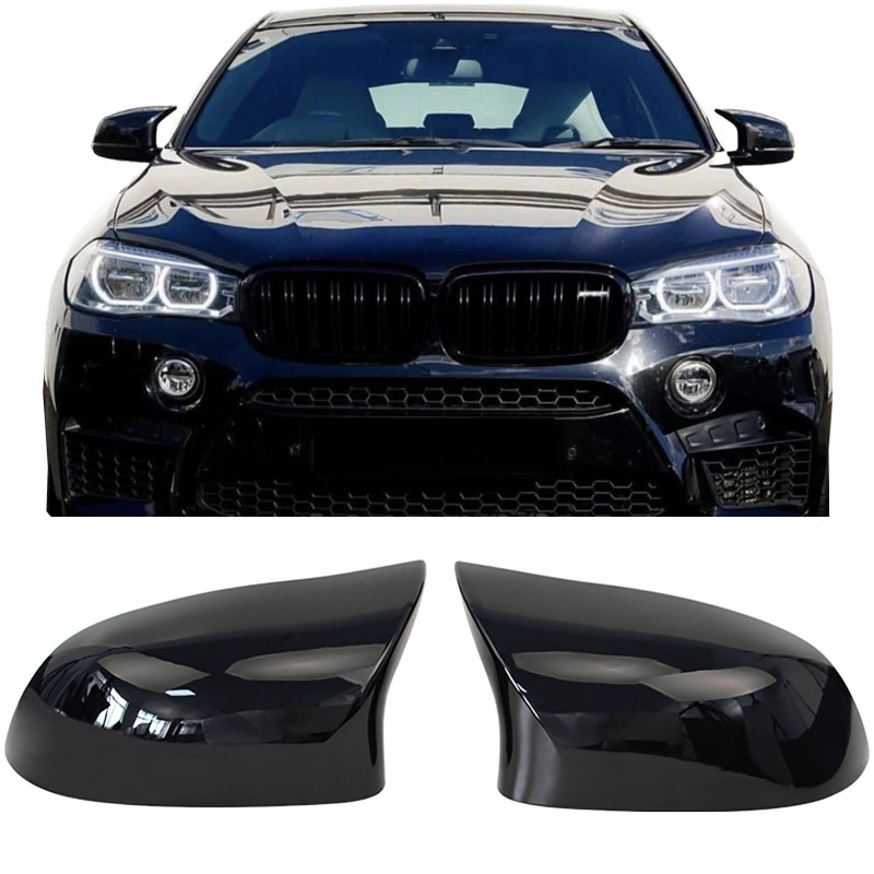 2x Coques de rétroviseurs Noir Brillant BMW X3 F25, X4 F26, X5 F15, X6 F16 (13-19)
