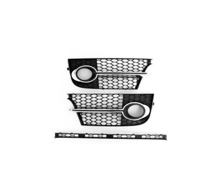 2x Grilles anti brouillard noir et chrome Audi TTS (11-14)