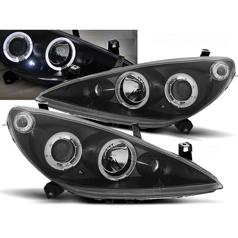 2x Phares avant Angel eyes noir Peugeot 307 (01-05)