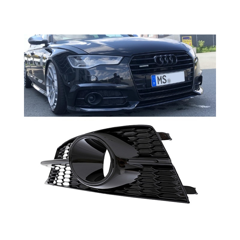 2x Grilles antibrouillard Audi A6 C7 S-line Noir Brillant (14-18)