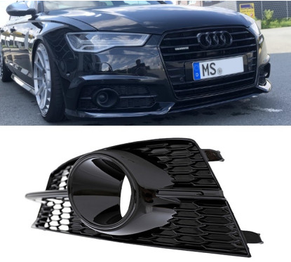 2x Grilles antibrouillard Audi A6 C7 S-line Noir Brillant (14-18)