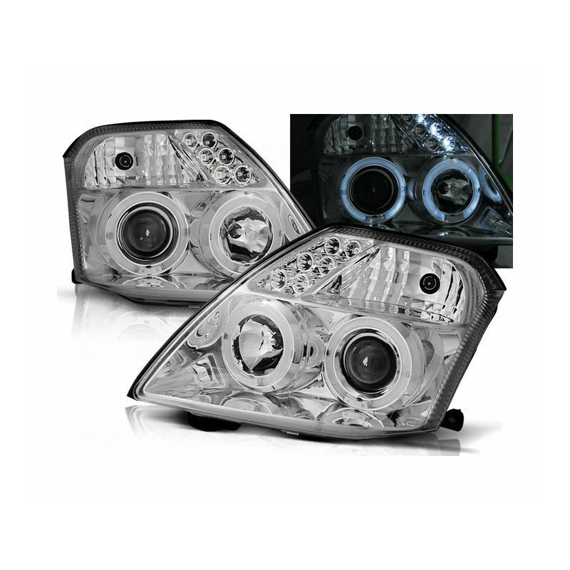 2x Phares avant Angel Eyes Chrome Citroen C2 (03-10)