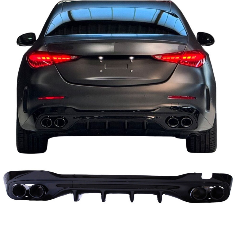 Diffuseur arrière + échappements ronds noirs Mercedes Classe C W206 (21+) avec Pack AMG