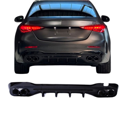 Diffuseur arrière + échappements ronds noirs Mercedes Classe C W206 (21+) avec Pack AMG